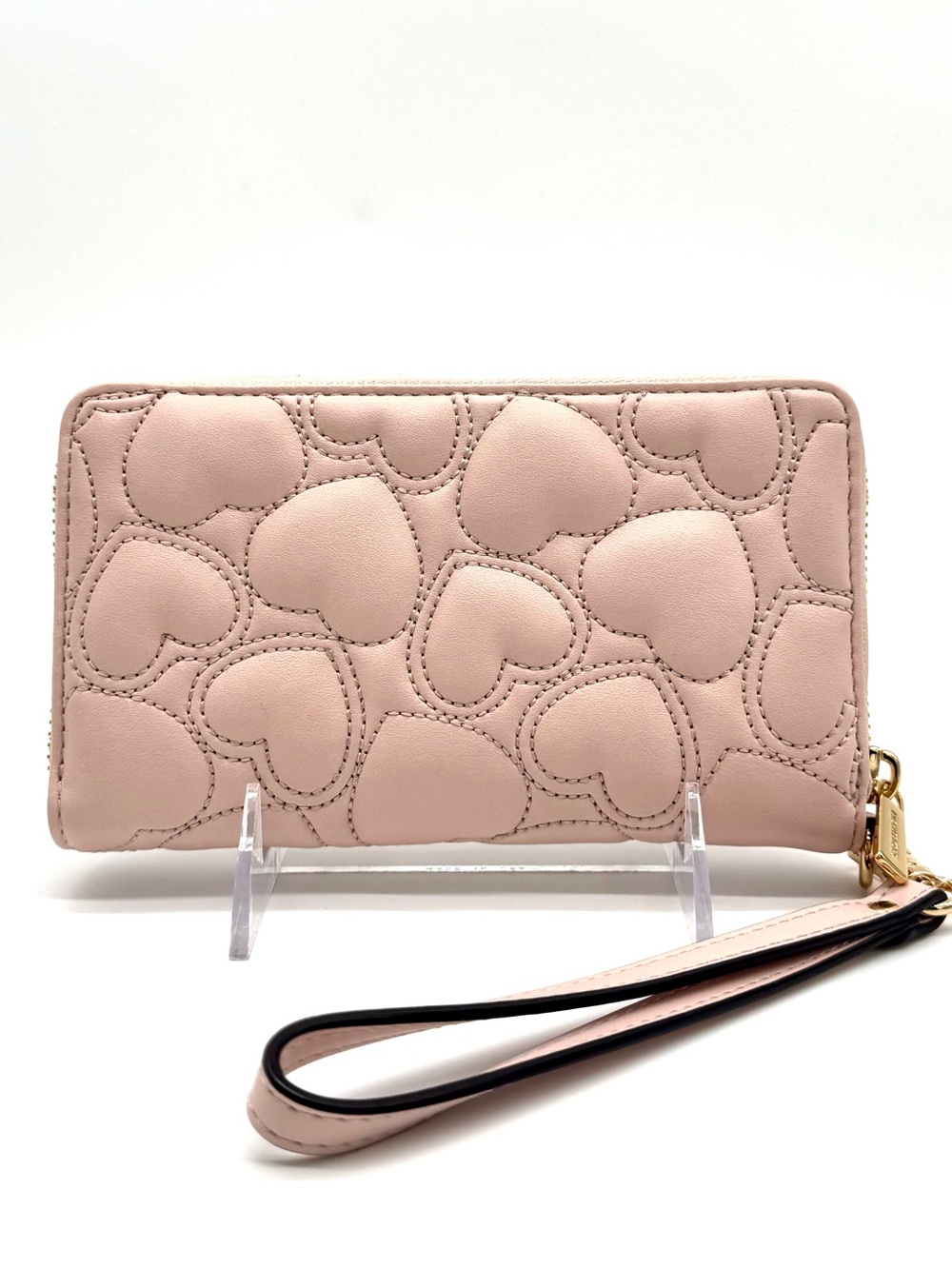 Michael Kors Large Quilted Heart Flat MF Phone Case Wallet Powder Blush - Picture 3 of 6